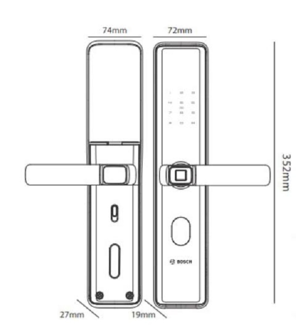 Kích thước Khóa điện tử Bosch ID30B EU 